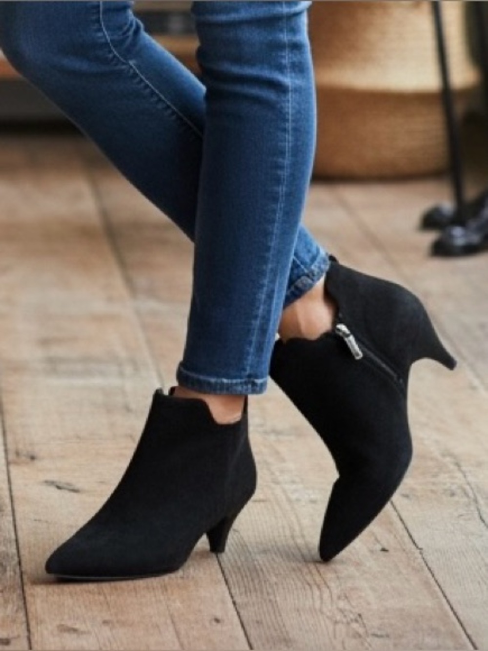 Sam Edelman Black Suede Pointed Ankle Booties